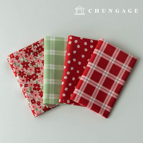 Fabric Package Flower Scrap Fabric Check Fabric Doll Dog Clothes Making Kit 4 Types 302