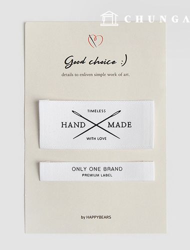 Cotton blend label double folded label primium handmade White 41260