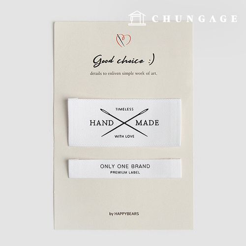 Cotton blend label double folded label primium handmade White 41260