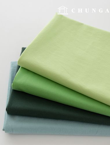 Cotton fabric, bio-washed fabric, plain fabric, wide width, 40 count cotton, twill, Abello, green, 4 types