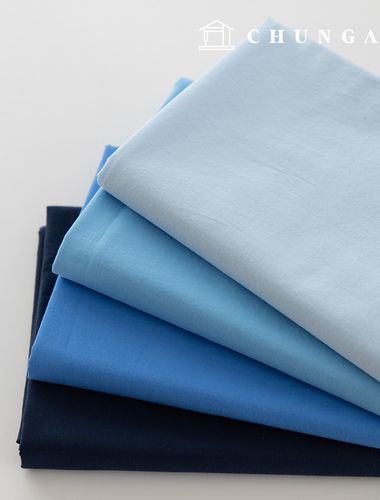 Cotton fabric, bio-washed fabric, plain fabric, wide width, 40 count cotton, twill, Abello, blue, 4 types