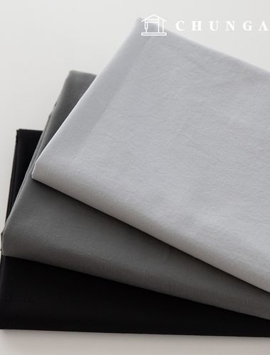 Cotton fabric, bio-washed fabric, plain fabric, wide width, 40 count cotton, twill, Abello, gray (3 types)