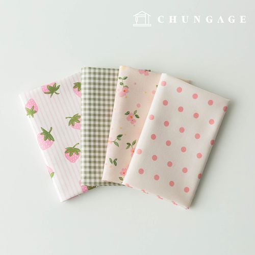 Fabric Package Strawberry Scrap Fabric Polka Dot Fabric Doll Dog Clothes Making 4 Types 297