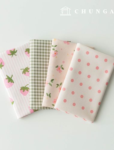 Fabric Package Strawberry Scrap Fabric Polka Dot Fabric Doll Dog Clothes Making 4 Types 297