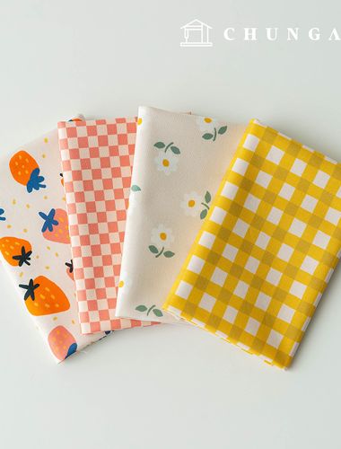 Fabric Package Strawberry Scrap Fabric Check Fabric Doll Dog Clothes Making 4 Types 293