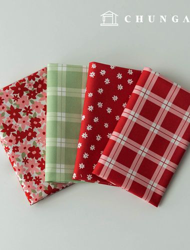 Fabric Package Flower Scrap Fabric Check Fabric Doll Dog Clothes Making Kit 4 Types 302