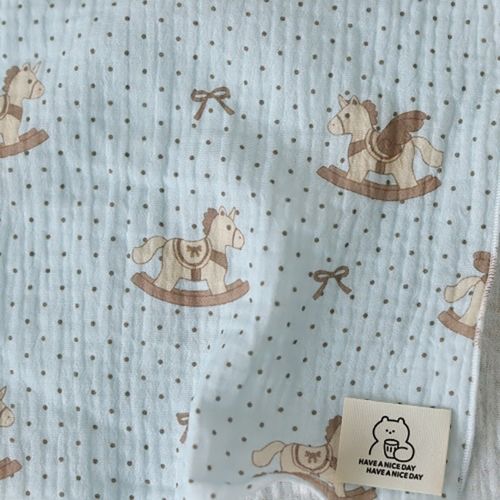 Yoru double gauze fabric pastel rocking horse