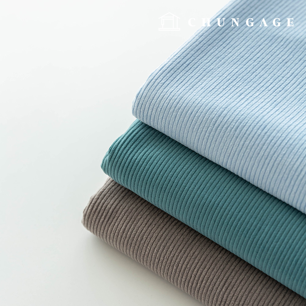 Corduroy Fabric Span Medium Corduroy 8W Wide Width Fabric Winter Plain Goldian Blue-Gray 3 Types
