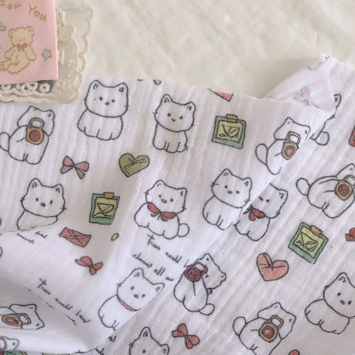 Yoru Gauze Fabric Aesthetic Cat Patterns