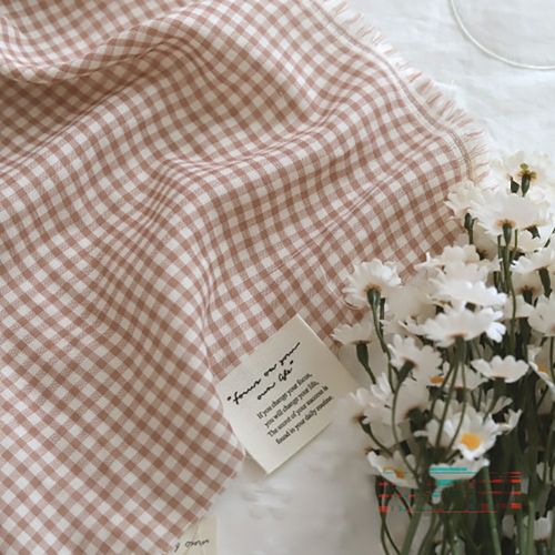 Double gauze rose beige gingham check