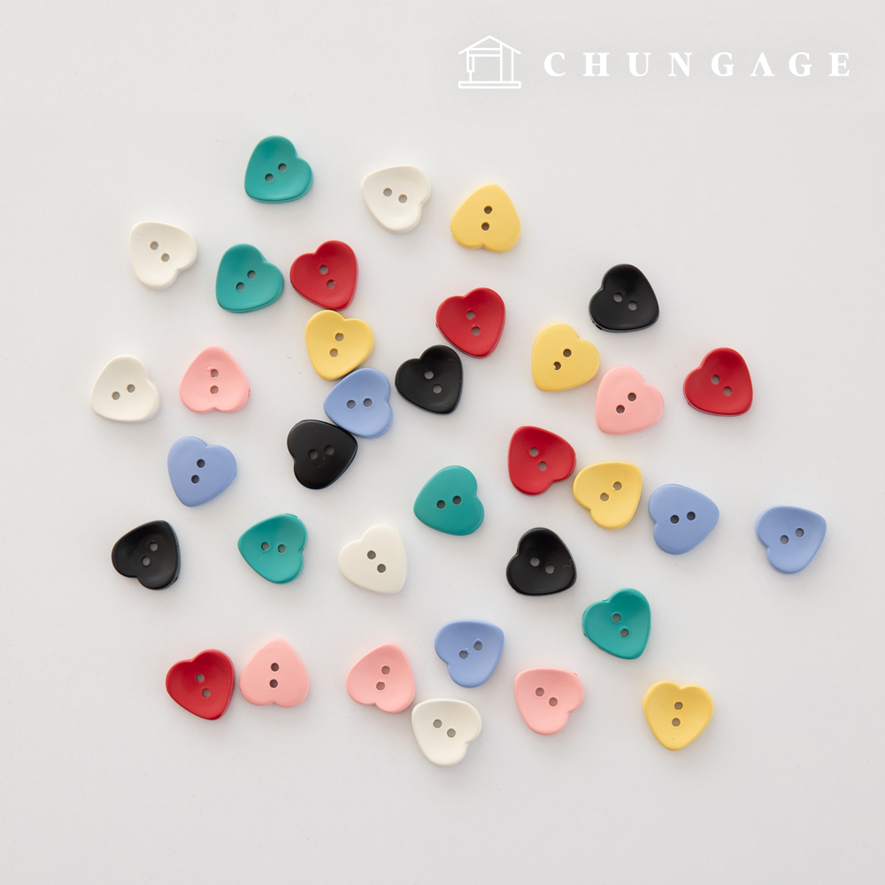 Simple Matt Heart Height 2-Hole Buttons (7 Types)