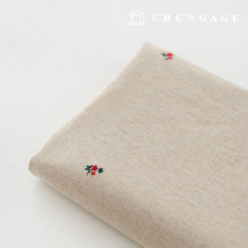 Embroidered Linen Washing Plain Linen Fabric Wide Width Little Camellia