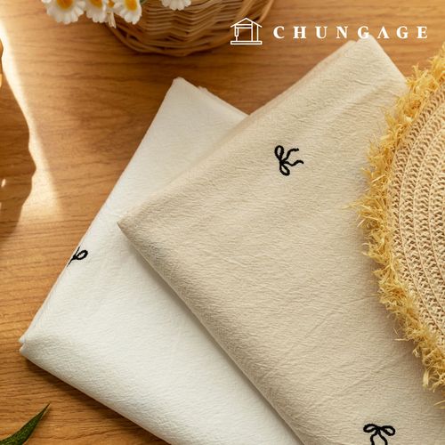 Embroidered Bio-Washing 20-Count Cotton Cloth Fabric Wide Width Black Ribbon 2 Types