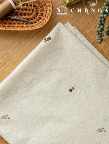 Embroidered Fabric Bio Washing 20 Count Cotton Cloth Fabric Wide Width Floral Texture
