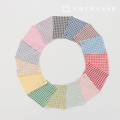 Cotton Check Fabric 20 Count Yarn-dyed Check Fabric 4mm Tinted 15 Types