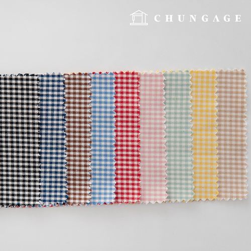 Cotton Check Fabric 20 Count Yarn-dyed Check Fabric 2mm Tinted 9 Types