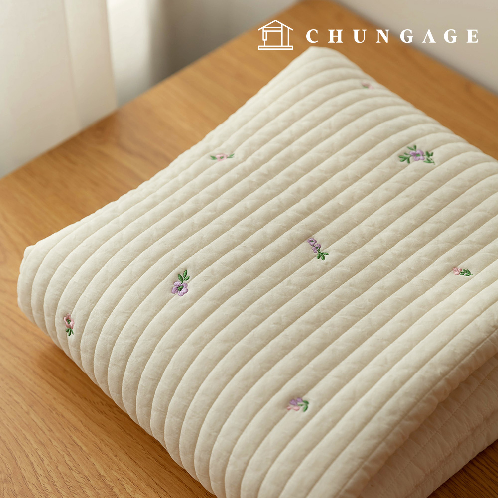 Quilted Fabric Double Cotton Line Quilting Embroidered Fabric Cotton Bio-washed Cotton Fabric Flora