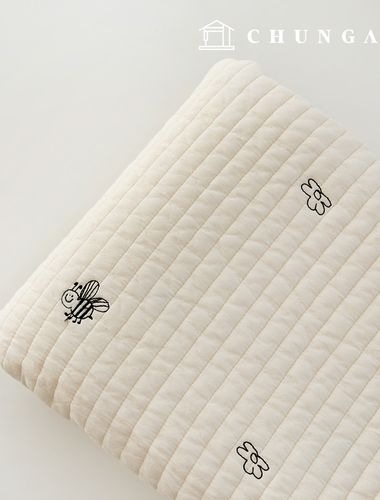 Quilted Fabric Double Cotton Line Quilting Embroidered Fabric Cotton Bio-washed Cotton Honeybee