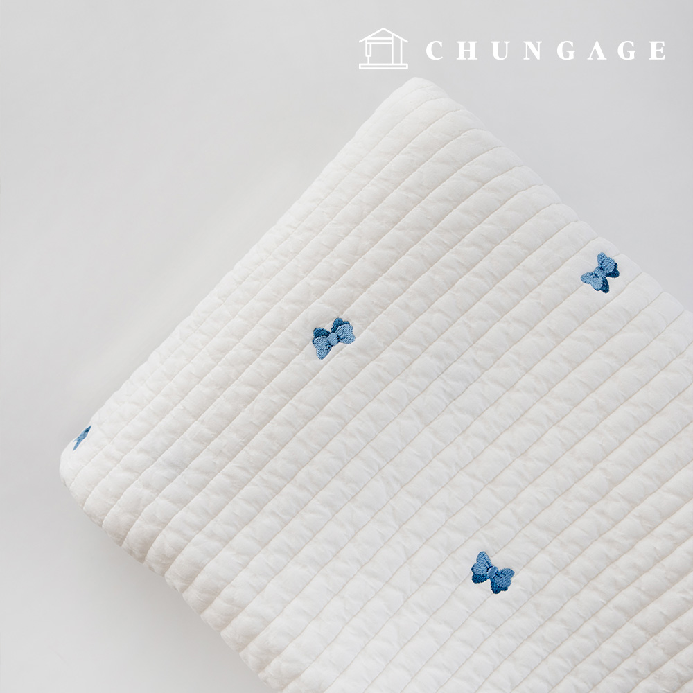 Quilted Fabric Double Cotton Line Quilting Embroidered Fabric Cotton Bio-washed Cotton Blue Ribbon