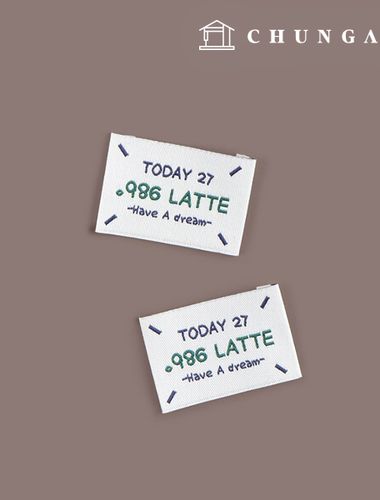 Cotton Label Double-fold Label Woven Label Latte Blue Green 2-pack 71364