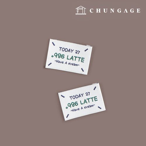 Cotton Label Double-fold Label Woven Label Latte Blue Green 2-pack 71364