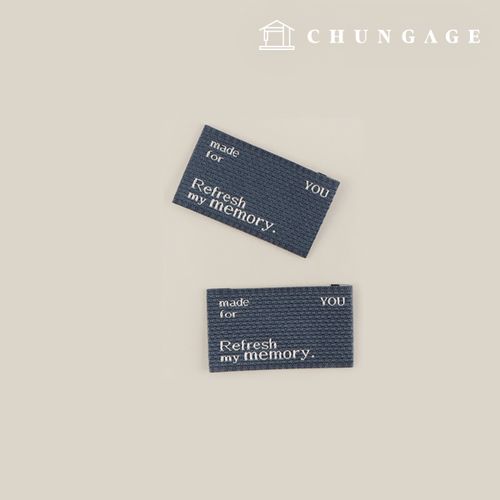 Cotton Label Double-fold Label Herringbone Woven Label Memory Navy 2-pack 71362