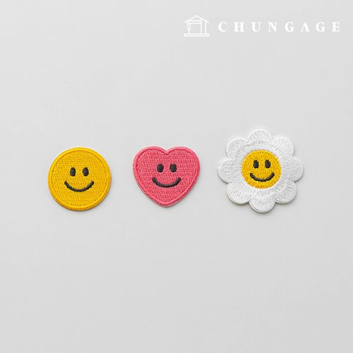 Happy Virus Smile Icon Flower Heart Heat-Sealing Patch 3 Types
