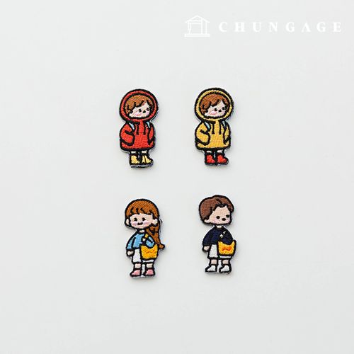 4 Types of Boy, Girl, Child, Person, Character Embroidered Heat-Sealed Patches