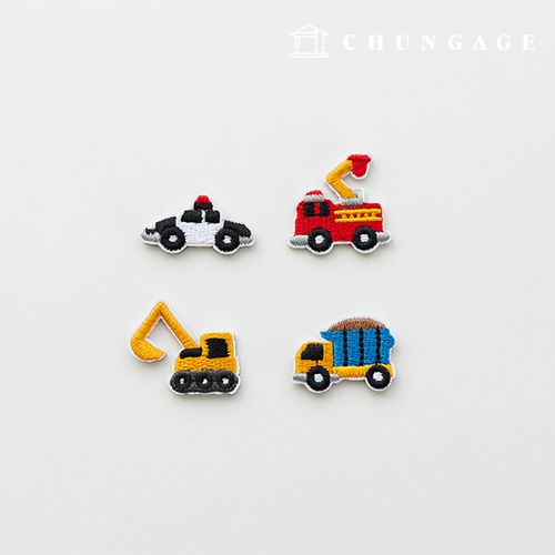 Car Heavy Equipment Embroidered Heat-Sealed Patch 4-Piece Set