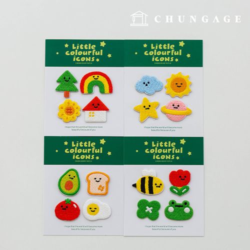 Smile Icon Decoration Patch Heat-Seal Wappen 4-Piece Set