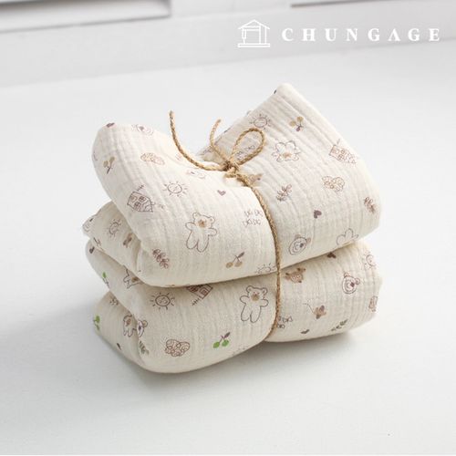 Gauze fabric yoru double gauze Wide Width 40 count Toy Bear 2 types