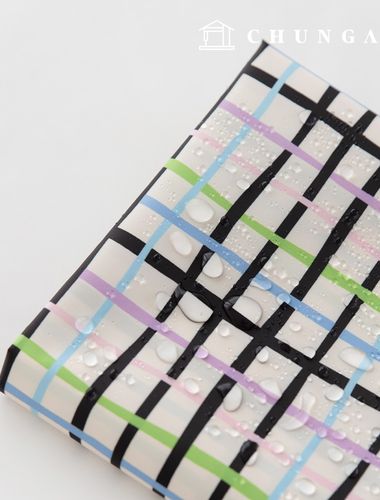 Waterproof Cloth DTP Waterproof Fabric Wide Width Check Fabric Another Check Black