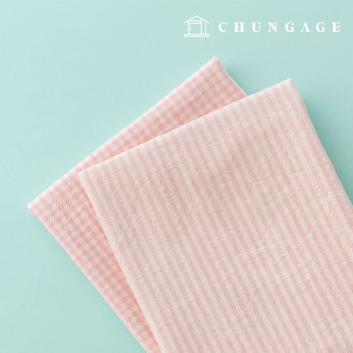 Yarn-dyed Check Fabric Cotton Melange Stripe 4mm Petit Milk Pink 1 yard