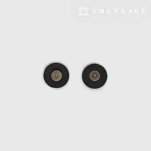 Magnetic Snap Button Classic Genuine Leather Round Sashikomi 3cm Black 81854