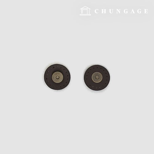 Magnetic Snap Button Classic Genuine Leather Round Sashikomi 3cm Dark Brown 77229