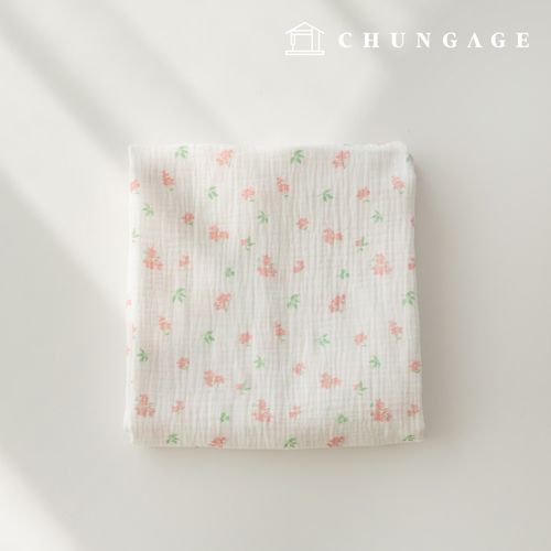 Yoru double gauze cotton non-fluorescent bio-washed fabric Mini Delphinium Pink