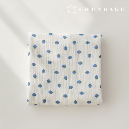 Yoru double gauze cotton non-fluorescent bio-washed fabric blueberry