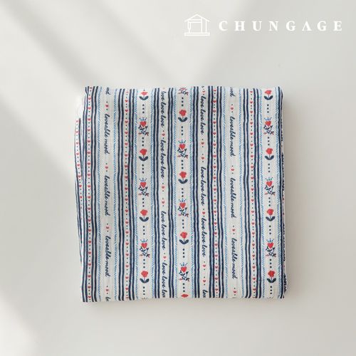 Yoru Double Gauze Cotton Non-fluorescent Bio-washed Fabric Love Stripe Navy
