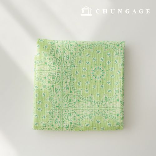 Yoru Double Gauze Cotton Non-fluorescent Bio-washed Fabric Royal Paisley Apple Green