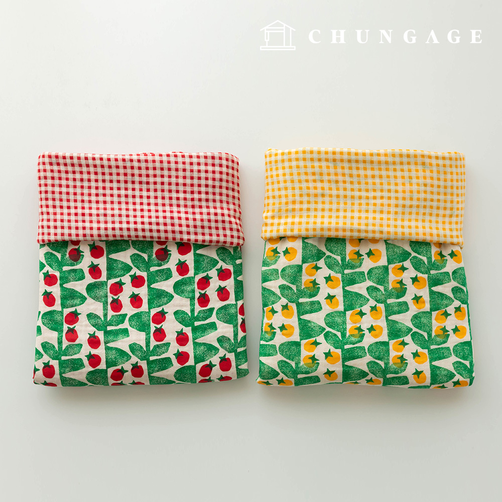 Quadruple gauze tomato 4-ply gauze urushiro reversible apron handkerchief fabric 2 types