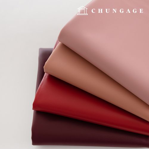 Artificial Leather Fabric Plain Faux Leather Fabric Eco-friendly Synthetic Leather Water-resistant Fabric Amber Red 4 Types 1 Yard