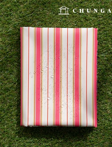 Waterproof Cloth Poly Oxford DTP 600D Wide Width Waterproof Fabric Cherry Melon Stripe CW001