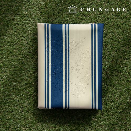 Waterproof Cloth Poly Oxford DTP 600D Wide Width Waterproof Fabric Oat Blue Stripe CW003