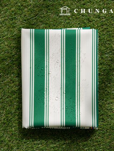 Waterproof Cloth Poly Oxford DTP 600D Wide Width Waterproof Fabric Basil Green Stripe CW002
