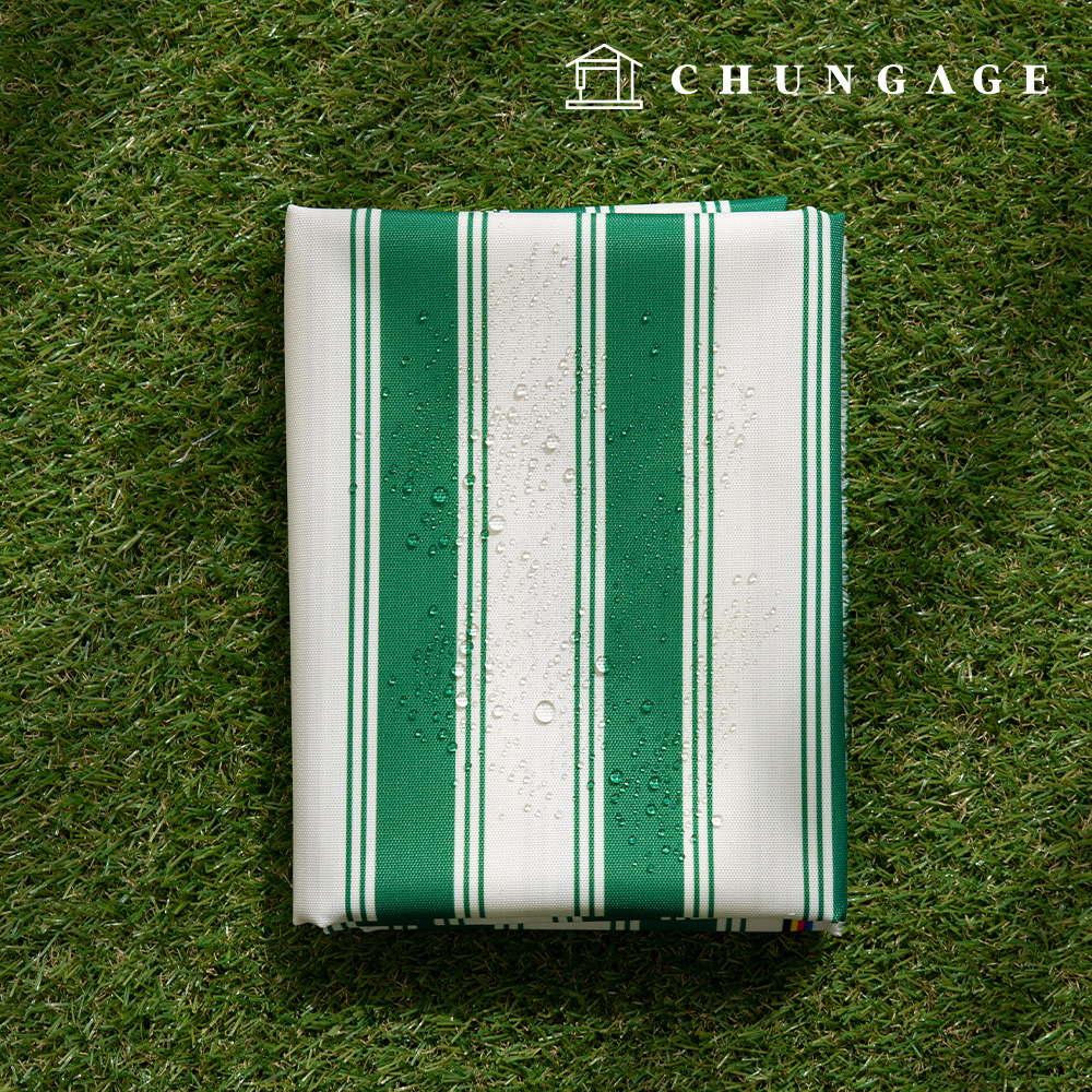 Waterproof Cloth Poly Oxford DTP 600D Wide Width Waterproof Fabric Basil Green Stripe CW002