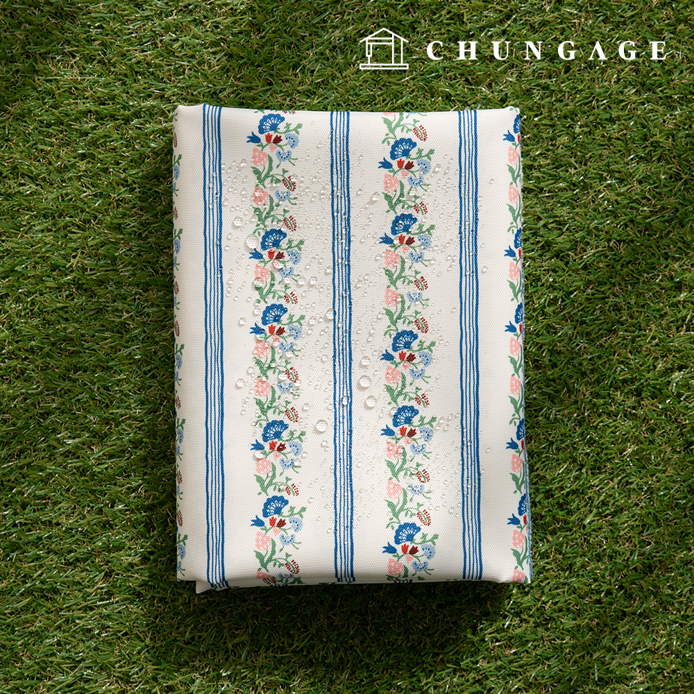Waterproof Cloth Poly Oxford DTP 600D Wide Width Waterproof Fabric Vintage Floral Pattern Flower Stripe Provence CW008
