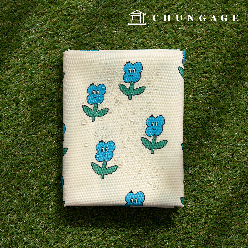 Waterproof Cloth Poly Oxford DTP 600D Wide Width Waterproof Fabric Floral Blue Pansy CW016