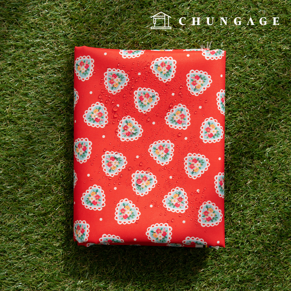 Waterproof Cloth Poly Oxford DTP 600D Wide Width Waterproof Fabric Heart Floral Pattern Flower Coquette Heart CW018