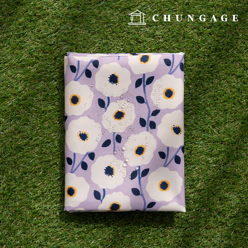 Waterproof Cloth Poly Oxford DTP 600D Wide Width Waterproof Fabric Botanical Floral Pattern Flower Purplely CW020