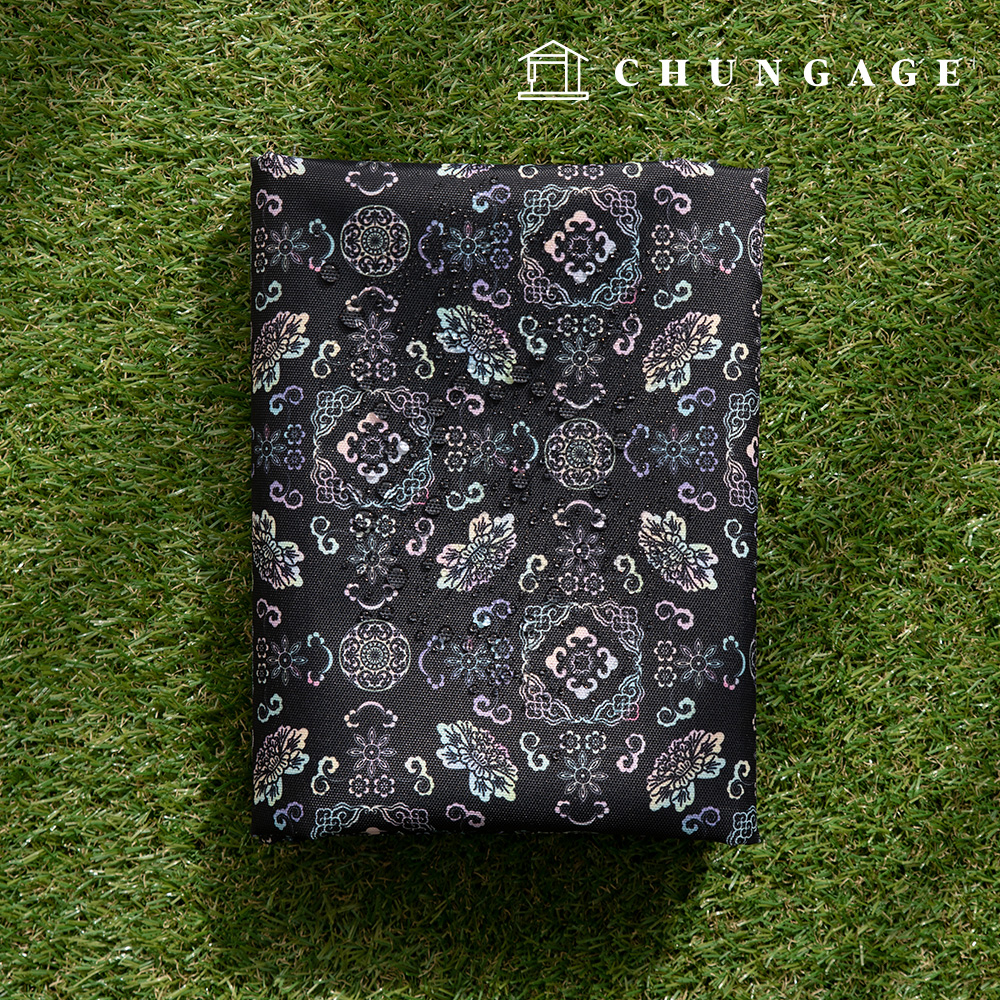 Waterproof Cloth Poly Oxford DTP 600D Wide Width Waterproof Fabric Floral Pattern Mother-of-Pearl Lotus Stele CW000